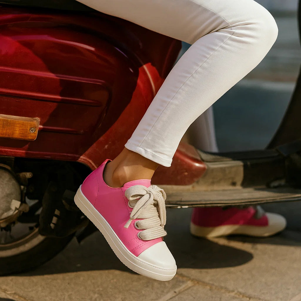 🎀 Candy Lace-Up: Women’s Chunky Sole Sneakers