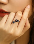 Women’s S925 Silver Retro Roasted Blue Koi Ring – Adjustable National Style Jewelry