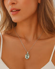Luxurious Natural Green Crystal Necklace, S925 Sterling Silver