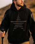 🌟 Herren-Kapuzenpullover mit Sternen-Print – Locker sitzender Pullover (Apricot/Schwarz, 100 % Baumwolle)