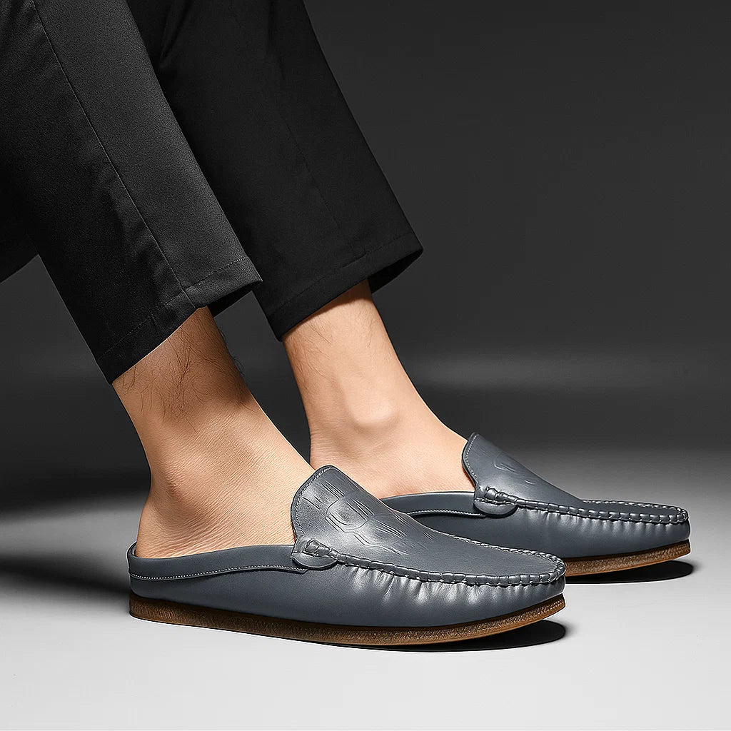 Men&#39;s Breathable Gommino Slippers - Summer Casual Semi-Slip Ons (Black/Gray/Yellow) | Sizes 39-45
