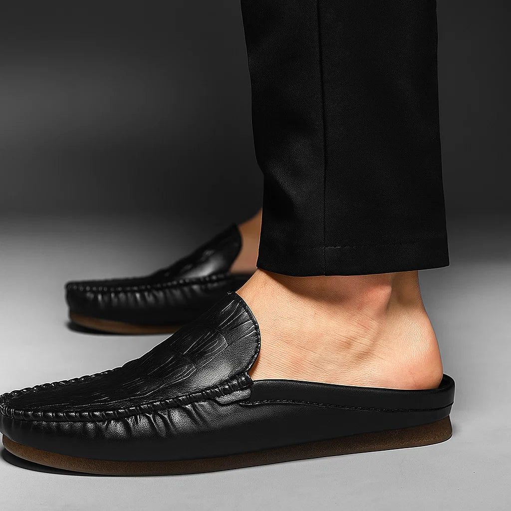 Men&#39;s Breathable Gommino Slippers - Summer Casual Semi-Slip Ons (Black/Gray/Yellow) | Sizes 39-45