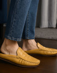Men's Breathable Gommino Slippers - Summer Casual Semi-Slip Ons (Black/Gray/Yellow) | Sizes 39-45