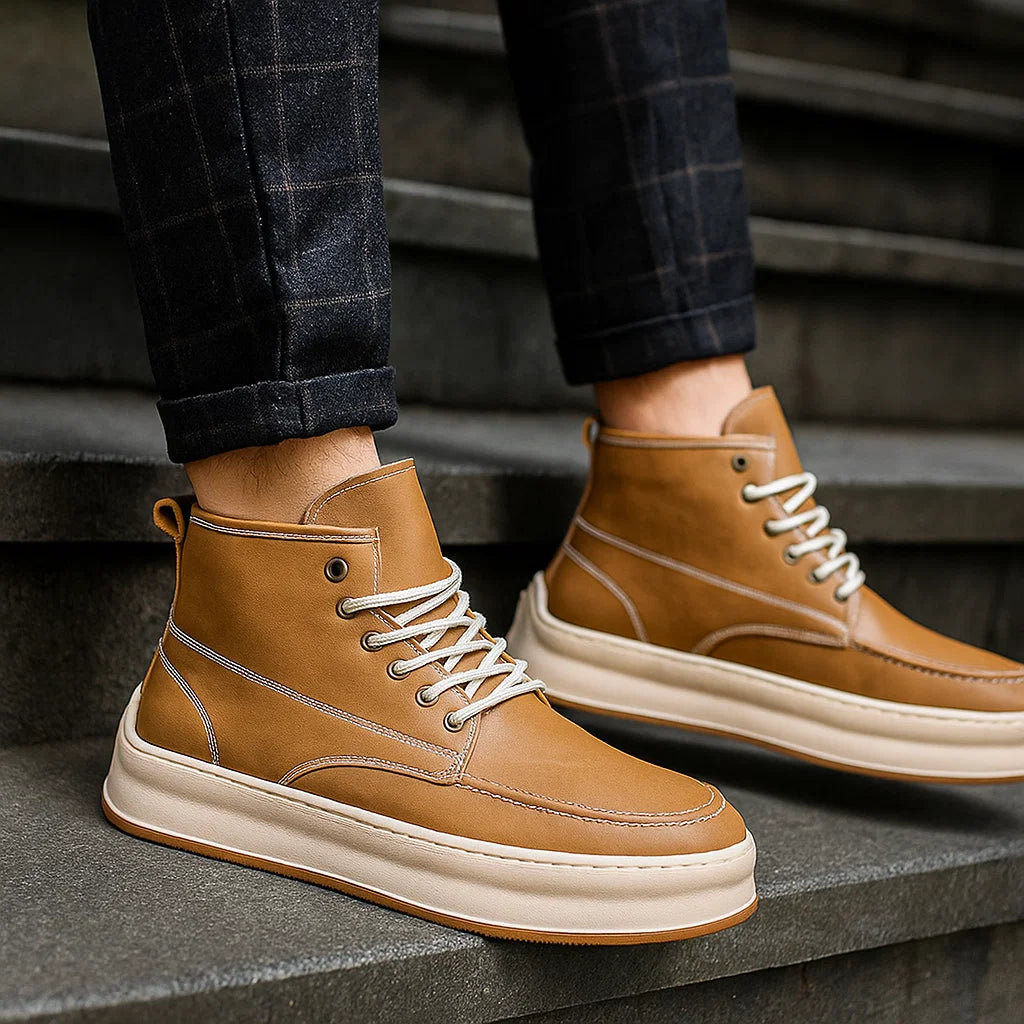 Men’s British Style Platform Sneakers -  Height-Increasing Microfiber Casual Shoes