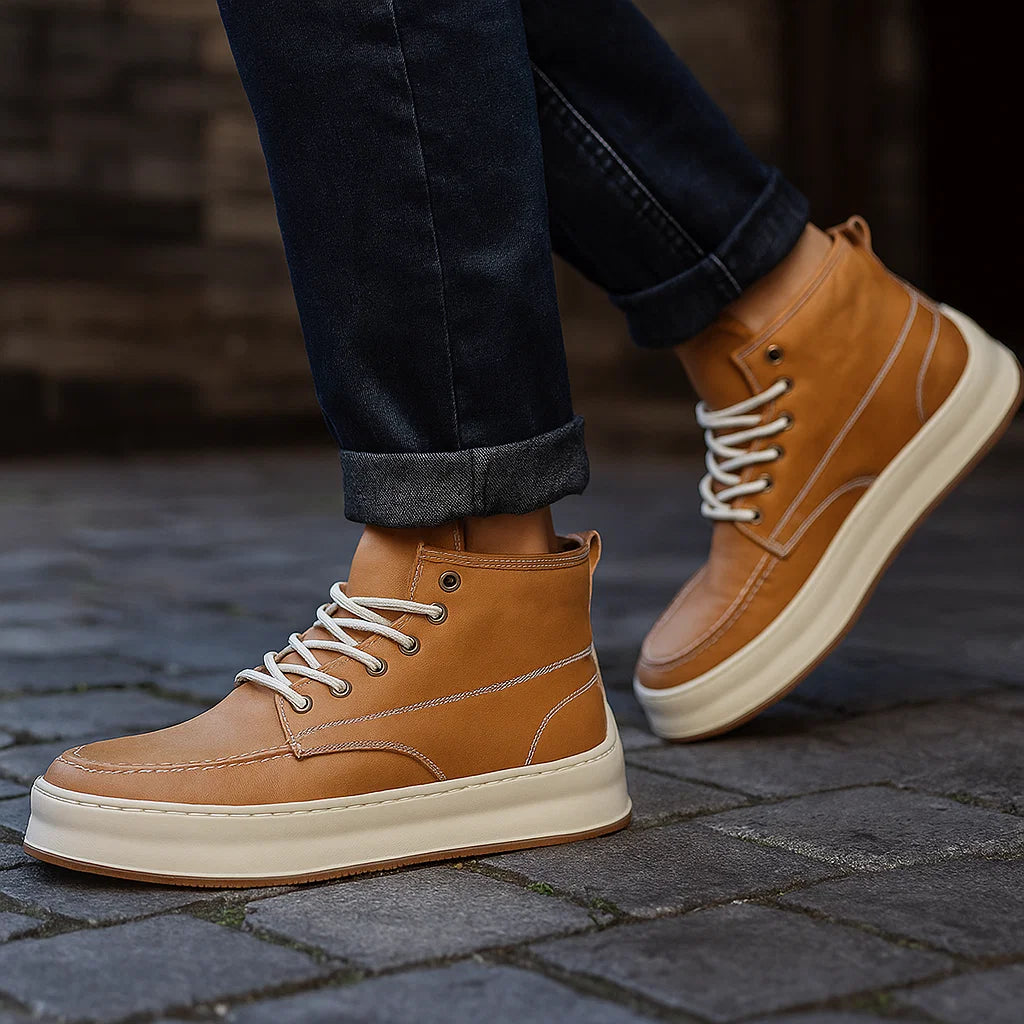 Men’s British Style Platform Sneakers -  Height-Increasing Microfiber Casual Shoes