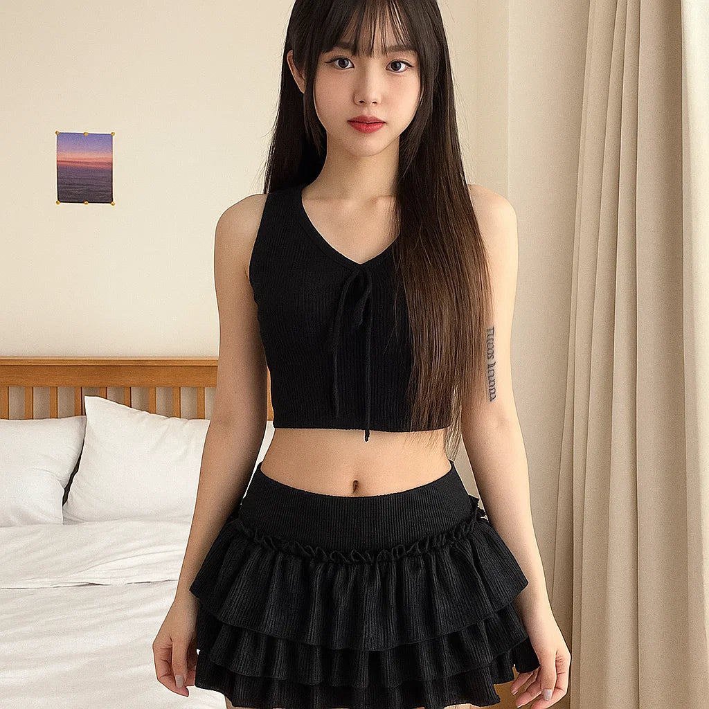 Women’s Puffy Cake Dress Skirt – Playful Layers with a Chic Low-Waist Twist