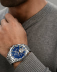 Men’s Full-Automatic Steel Belt Mechanical Watch – Business Elegance with Star-Sea Blue Dial