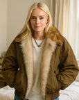 Women’s Retro Fur Collar Cotton Coat – Thickened Warmth with Commuting Chic