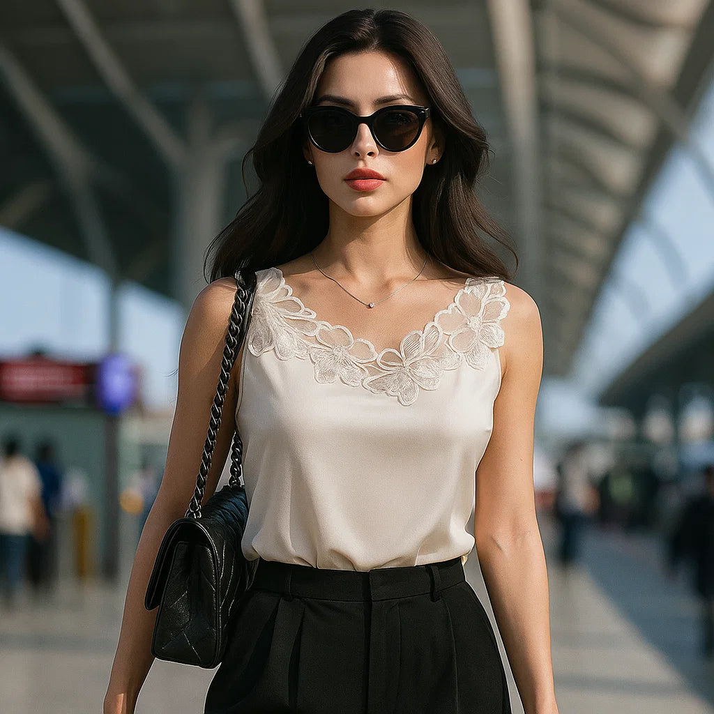 Women’s Real Silk Waistcoat Sling – Elegant Florals with Commuting Chic