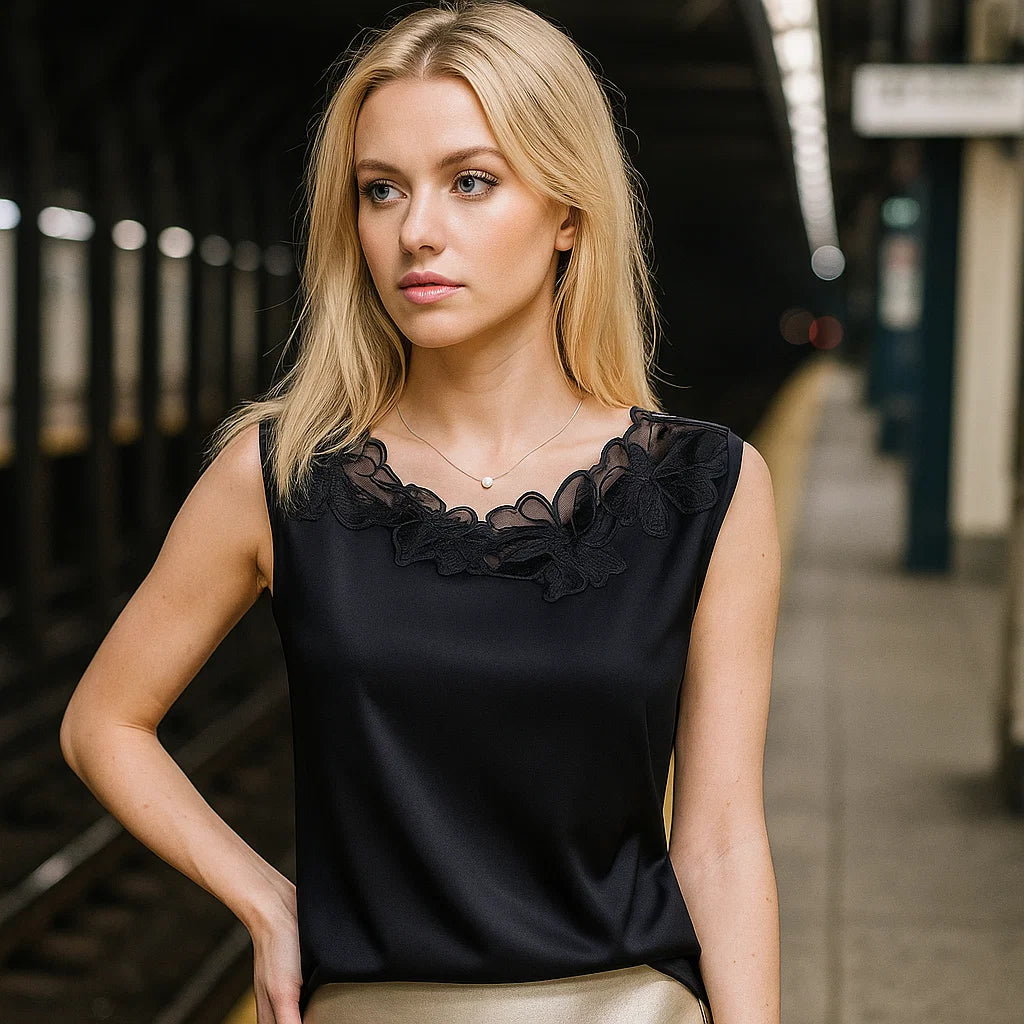 Women’s Real Silk Waistcoat Sling – Elegant Florals with Commuting Chic