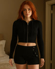Women’s Knitted Sweater Hoodie & Shorts Set – Cozy Two-Piece for Autumn/Winter
