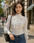 Women’s Turtleneck Dress Shirt – Minimalist Chic with Soft Viscose Comfort