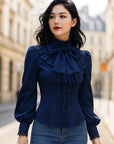 Women’s Turtleneck Dress Shirt – Minimalist Chic with Soft Viscose Comfort