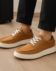 Men’s Lace-Up Platform Sneakers - Pigskin & Breathable Casual Kicks