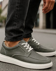 Men’s Lace-Up Platform Sneakers - Pigskin & Breathable Casual Kicks