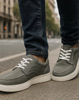Men’s Lace-Up Platform Sneakers - Pigskin & Breathable Casual Kicks