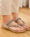 ✨ Bohemian Rhinestone Clip-Toe Slippers for Women - Folk Style (2.5cm Heel, Black/Royal Blue/Apricot/Light Brown)