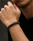 ⚫ Men’s Titanium Steel Bracelet – Retro Punk Style with Geometric Chain Design