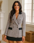 🧥Women's Striped Mid-Length Blazer – Intellectual Elegance