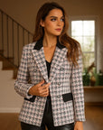 🧥Women's Striped Mid-Length Blazer – Intellectual Elegance