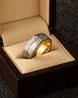 Men’s Damascus Steel Ring – Forged Tungsten Carbide