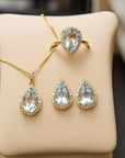 💎 Sky Blue Topaz Jewelry Set – Natural Gemstone Trio | 7×10mm Oval Cut