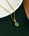 Women’s Natural Colombian Emerald Jewelry Set – Sterling Silver with Adjustable Ring