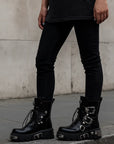 Retro Punk Work Boots – Chunky 5cm Heel & Side-Zip