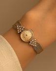 Women’s Retro Gold Quartz Watch – 22mm Vintage Court Style with Woven Strap