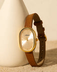 Women’s Retro Gold Quartz Watch – 22mm Vintage Court Style with Woven Strap