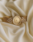 Women’s Retro Gold Quartz Watch – 22mm Vintage Court Style with Woven Strap