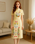 Women’s Fashion Embroidery Lace Dress – Elegant Floral Pencil Skirt Style