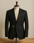 Men’s Slim Fit Plaid Suit Jacket – Metal Buckle Gun Collar Design