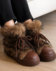 Women’s Thick Sole Fur Snow Boots – Mid-Top Suede Style Winter Shoes