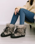 Women’s Thick Sole Fur Snow Boots – Mid-Top Suede Style Winter Shoes