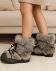 Women’s Thick Sole Fur Snow Boots – Mid-Top Suede Style Winter Shoes