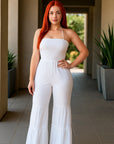 Women’s High Waist Wide-Leg Jumpsuit – Elegant Fold Detail One-Piece