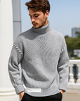 Men’s Velvet Cotton Knitwear Sweater – High Collar Warmth with Casual College Style