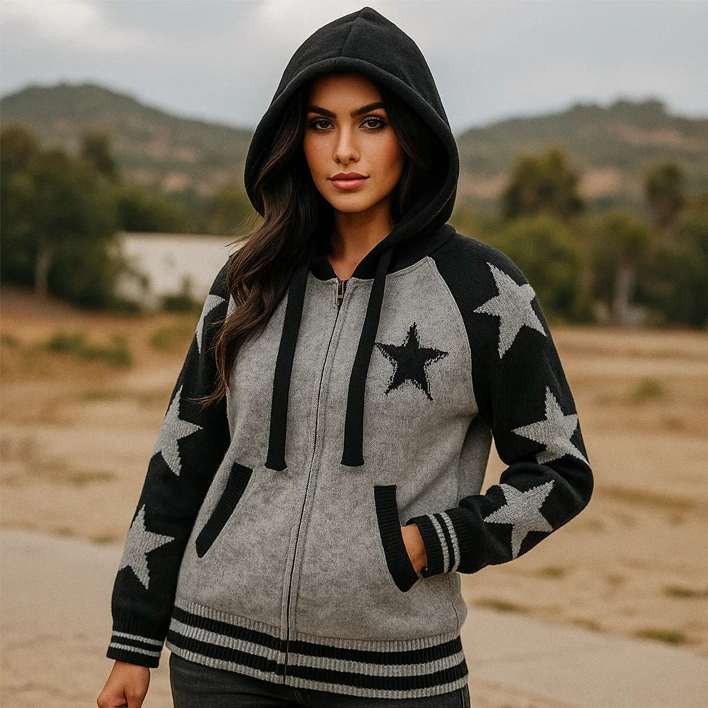 Women’s Vintage Knitted Cardigan Hoodie – Cozy Leisure with Retro Charm