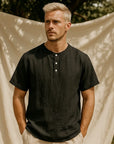 Men’s Cotton & Linen Casual T-Shirt – Short Sleeve Summer Essential