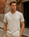 Men’s Cotton & Linen Casual T-Shirt – Short Sleeve Summer Essential