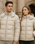 Unisex Hooded Down Jacket – Warm Winter Nylon Sports Coat