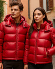 Unisex Hooded Down Jacket – Warm Winter Nylon Sports Coat
