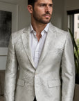 Men’s Floral Gilded Blazer – Slim Fit Cotton Blend Casual Suit Jacket
