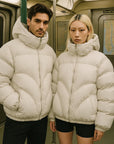 Unisex Thick Cotton Padded Jacket – Detachable Hood &amp; Collar Winter Coat