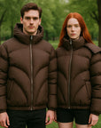 Unisex Thick Cotton Padded Jacket – Detachable Hood &amp; Collar Winter Coat