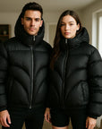 Unisex Thick Cotton Padded Jacket – Detachable Hood &amp; Collar Winter Coat