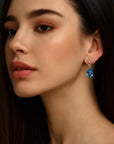 Women’s Natural Blue Topaz Earrings – Sterling Silver S925 Gem Inlay