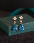 Women’s Natural Blue Topaz Earrings – Sterling Silver S925 Gem Inlay
