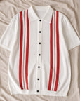 Men’s Striped Short-Sleeve Polo Shirt – Loose Fit Summer Top